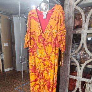 Sassy Jones Orange/Red Reversible Drawstring Dress